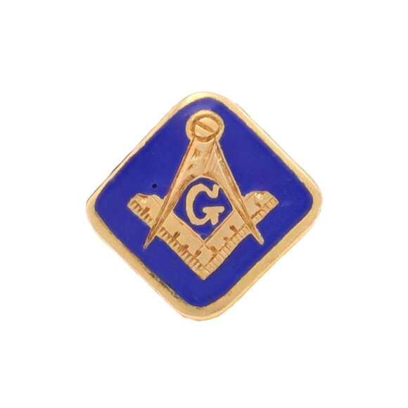 Yellow Gold Blue Lodge Enamel Master Mason Lapel Pin - 14k Masonic
